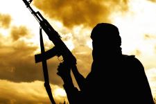 Muslim militant in sunset